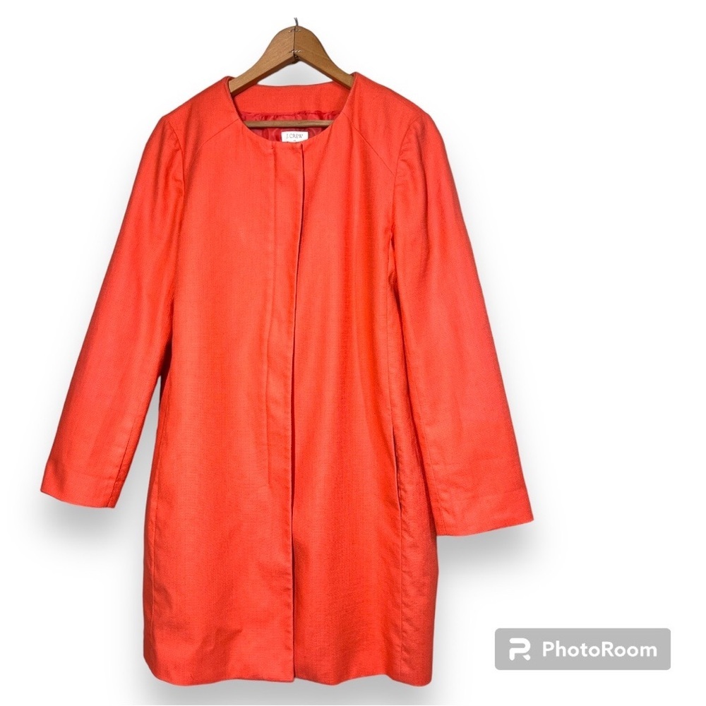 J. Crew Factory Collarless Jacket • OverCoat in Coral Size 10